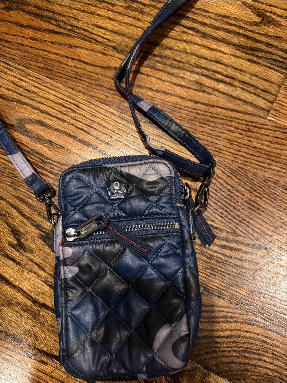 Oliver Thomas Quilted Navy camo crossbody bag